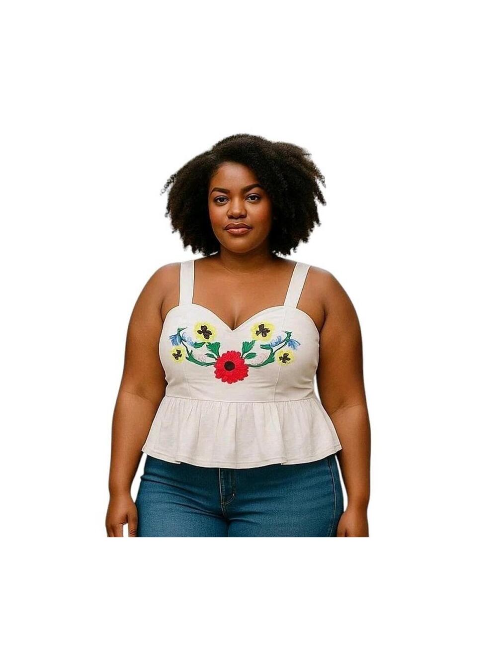 Rare London Embroidered Top Floral Mexican Frida Tie Cotton